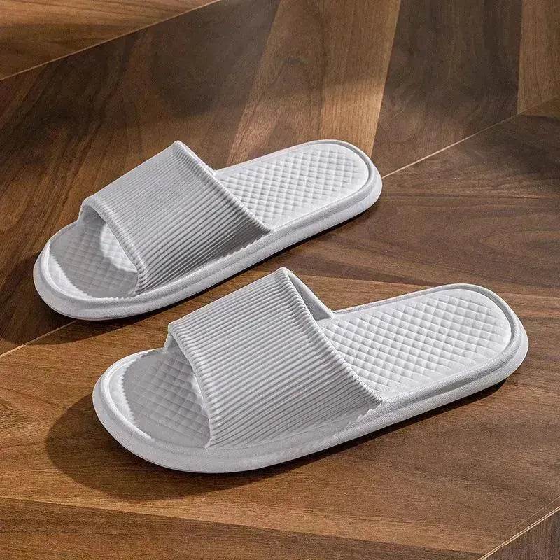 Summer Slipper Indoor House Shoes For Men Women Couples Solid Color Rhombus Striped Non-slip Bathroom Slippers - Velora