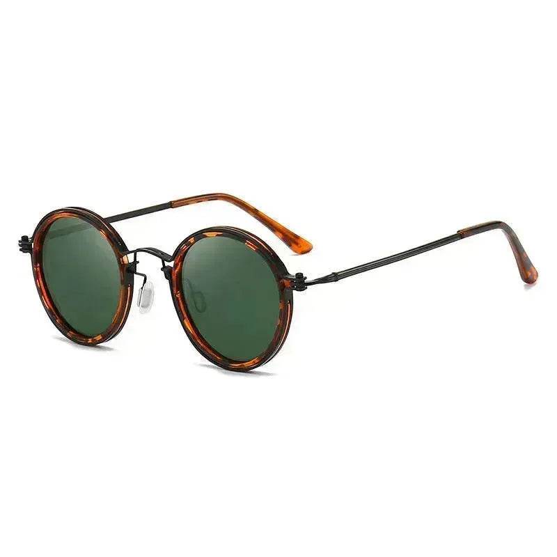 Sunscreen Retro Style Round Frame Metal Sunglasses - Velora