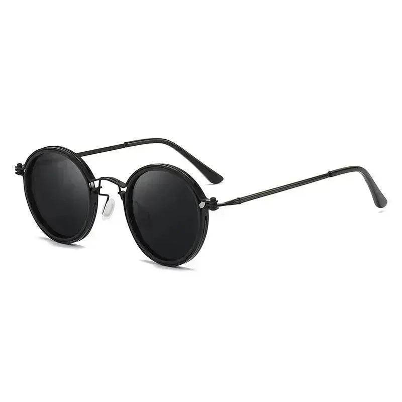 Sunscreen Retro Style Round Frame Metal Sunglasses - Velora