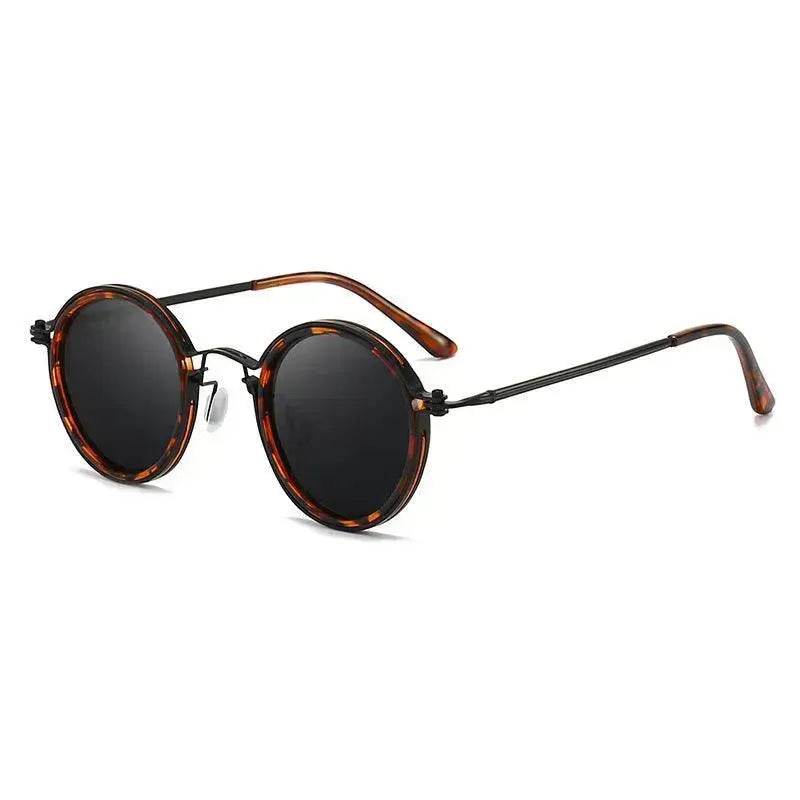 Sunscreen Retro Style Round Frame Metal Sunglasses - Velora