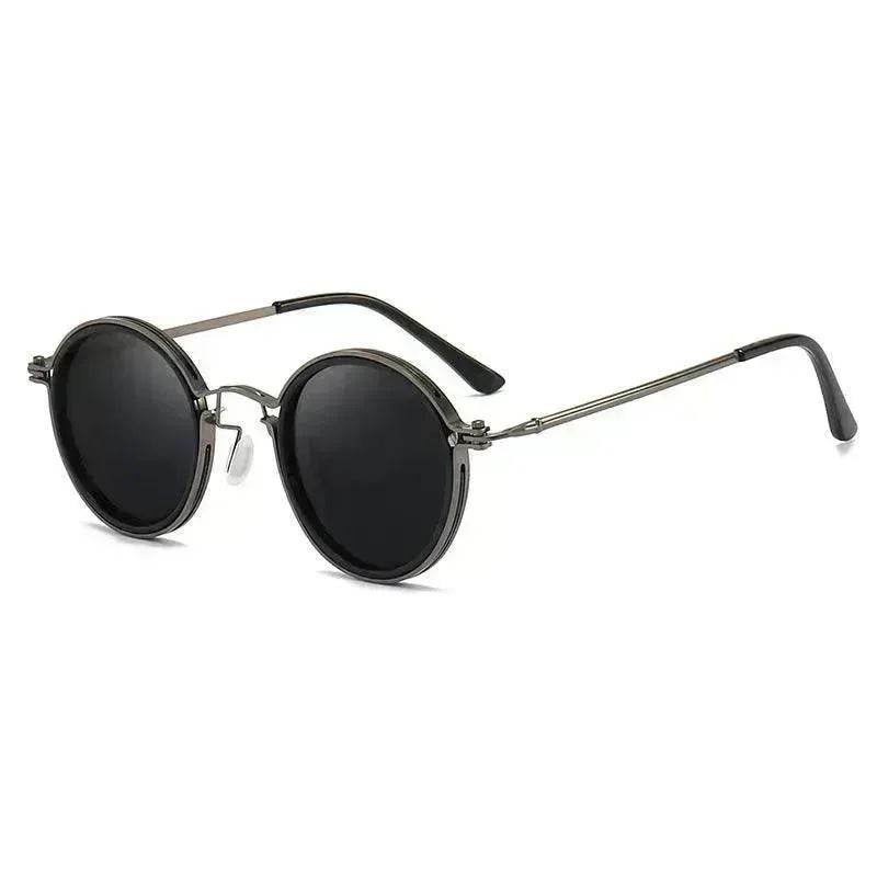 Sunscreen Retro Style Round Frame Metal Sunglasses - Velora