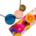 Three Circle Necklace in Denim Blue, Dusty Pink & Grey - Velora Luxury Fashion