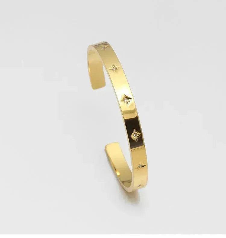 Titanium Steel Plated 18K Gold Star Bracelet for Women Gold Bracelet - Velora