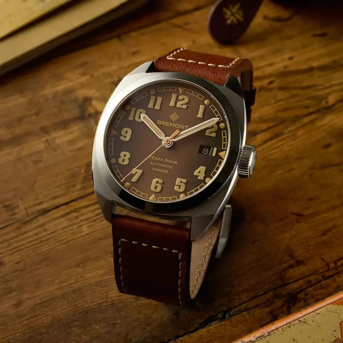 Bremont Terra Nova 40.5 Date 'Caramel' TN40-DT-SS-BR-L-S - Velora