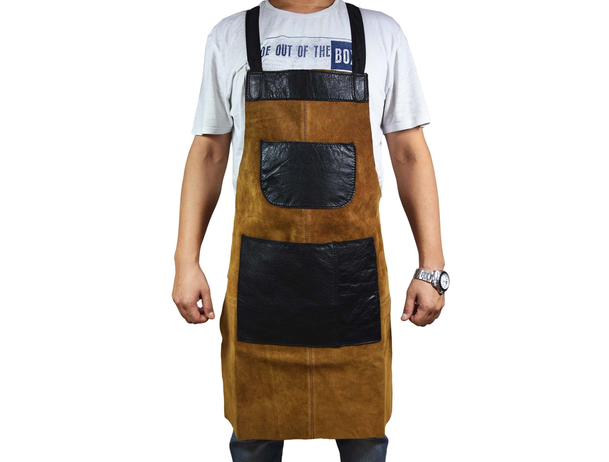 Toledo Leather Suede Apron - Raven Black - Velora Luxury Fashion