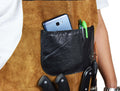 Toledo Leather Suede Apron - Raven Black - Velora Luxury Fashion