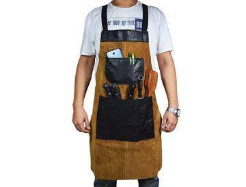 Toledo Leather Suede Apron - Raven Black - Velora Luxury Fashion