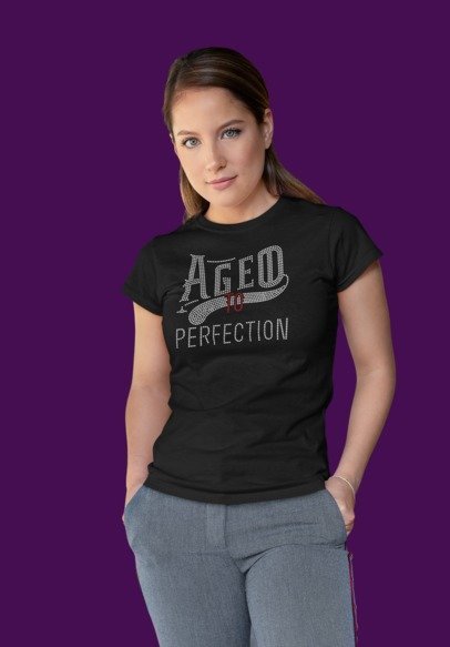 Aged to Perfection Rhinestone Shirt – Birthday Sparkle Bling Apparel | Blingdazzel