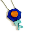 Unique Geometric Pendant Necklace in Blue Yellow - Velora Luxury Fashion