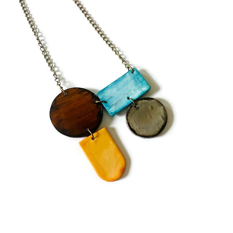 Unique Geometric Jewelry Set in Baby Blue, Peach, Brown & Grey - Velora Luxury Fashion