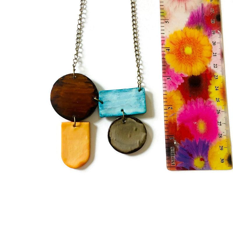 Unique Geometric Jewelry Set in Baby Blue, Peach, Brown & Grey - Velora Luxury Fashion