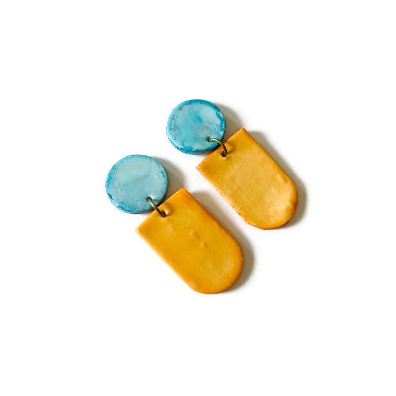 Unique Geometric Jewelry Set in Baby Blue, Peach, Brown & Grey - Velora Luxury Fashion
