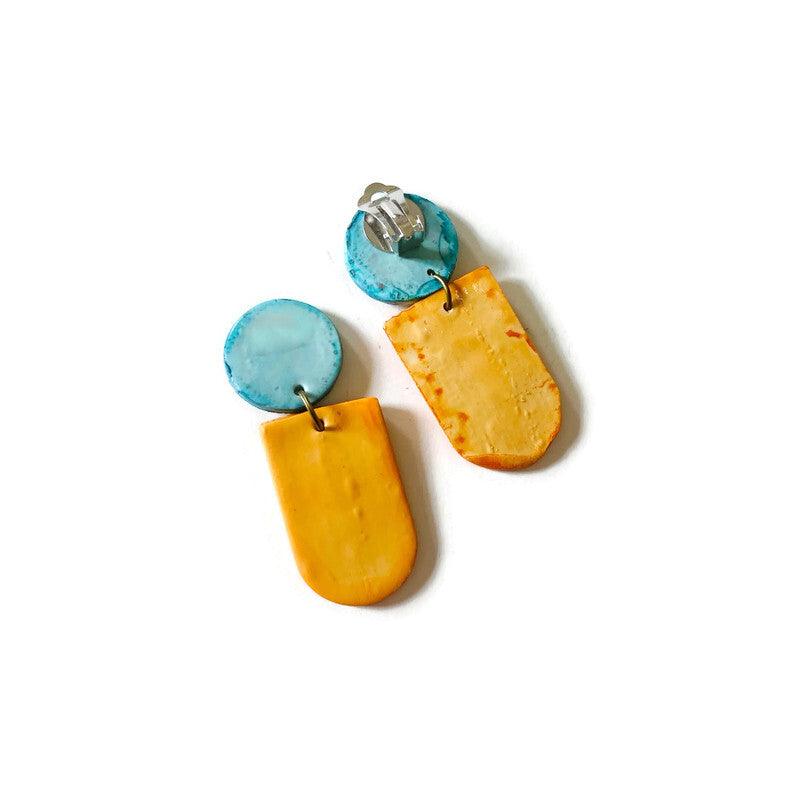 Unique Geometric Jewelry Set in Baby Blue, Peach, Brown & Grey - Velora Luxury Fashion