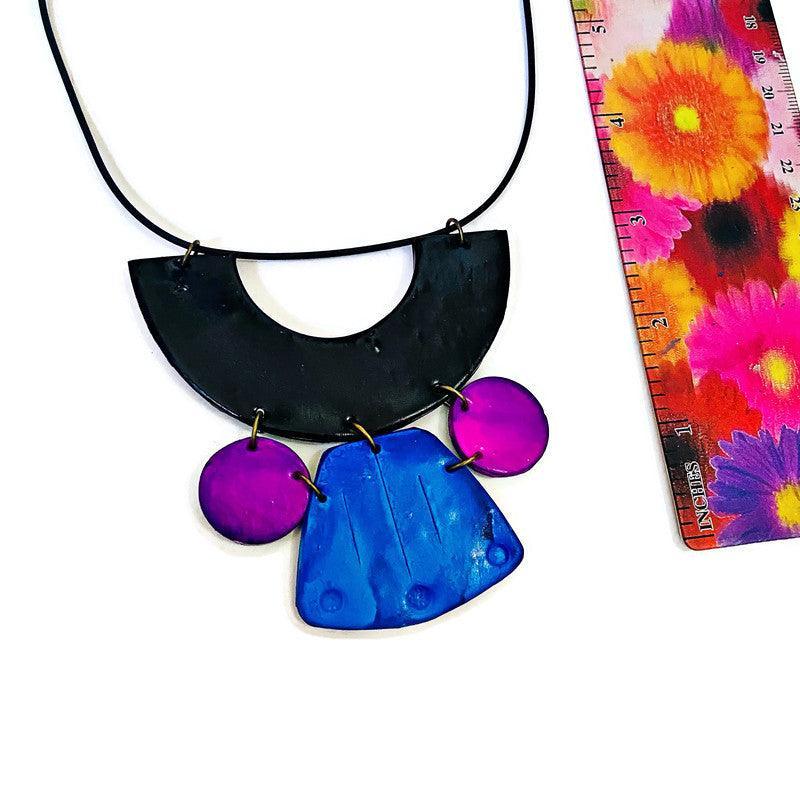 Unique Statement Necklace Handmade & Painted Blue Black Purple - Velora Luxury Fashion