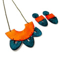 Unique Statement Necklace in Orange & Teal - Velora Luxury Fashion