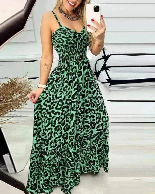 V-neck Brace Dress High Waist Temperament