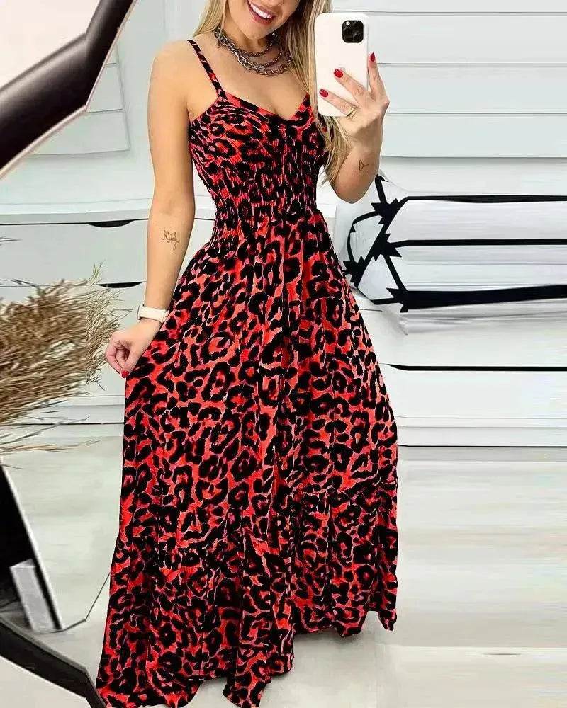 V-neck Brace Dress High Waist Temperament