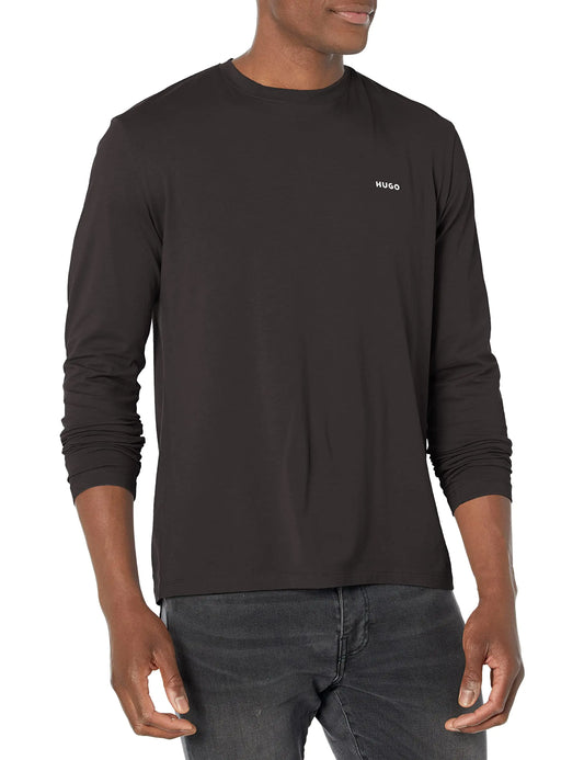 HUGO Men's Refined Long-Sleeve Logo Tee, Black XXL