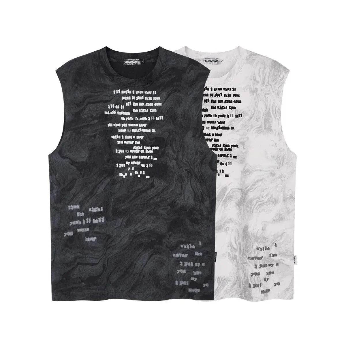 Vintage Batik Ink Letter Printing Tank Top Vest - Velora