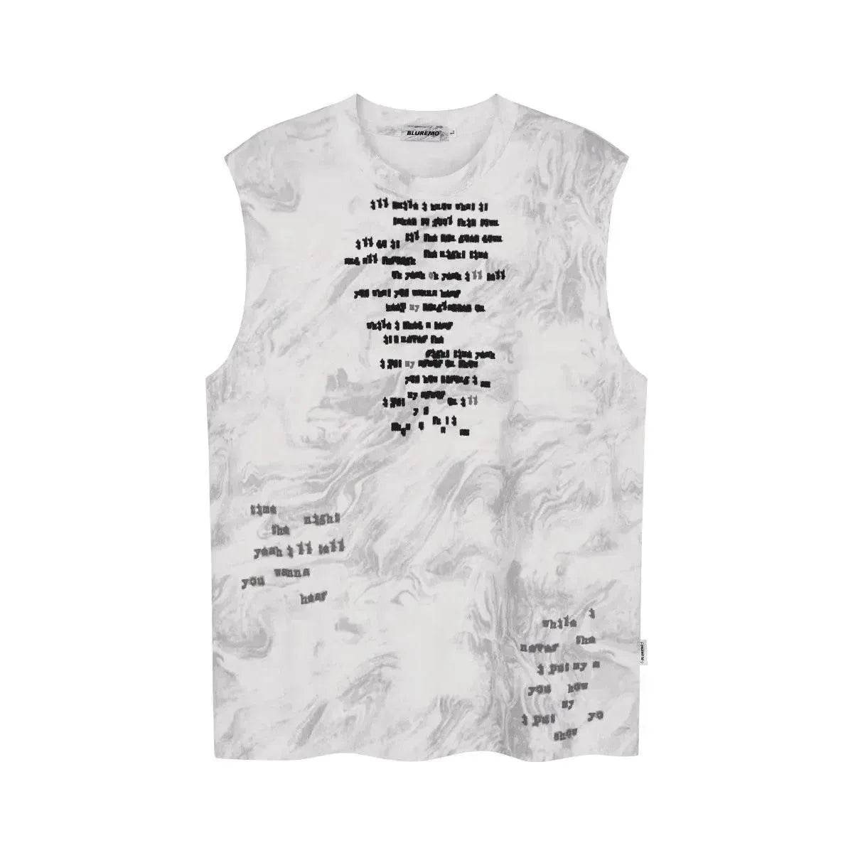 Vintage Batik Ink Letter Printing Tank Top Vest - Velora