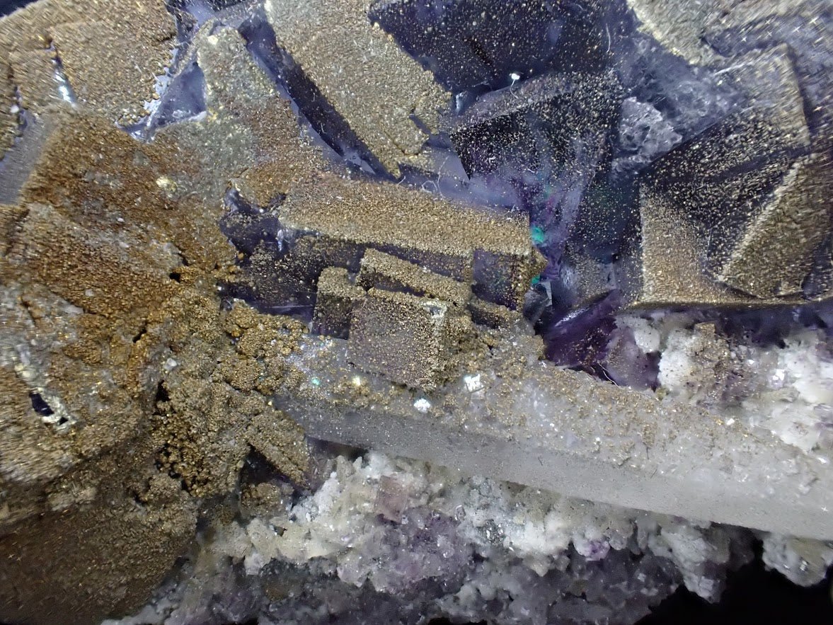 Vivid YGX Fluorite with Golden Pyrite (2 × 3.5 × 2in., 241g)