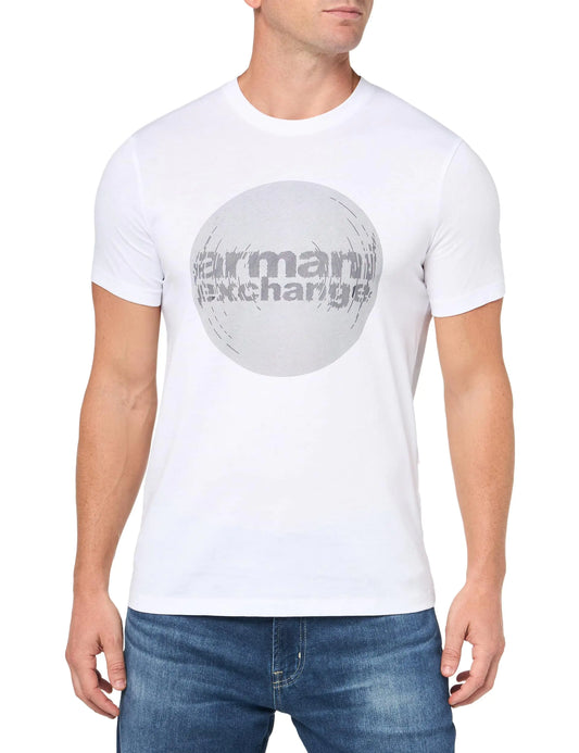 A | X ARMANI EXCHANGE Mens Slim Fit Cotton Bubble Logo Tee White