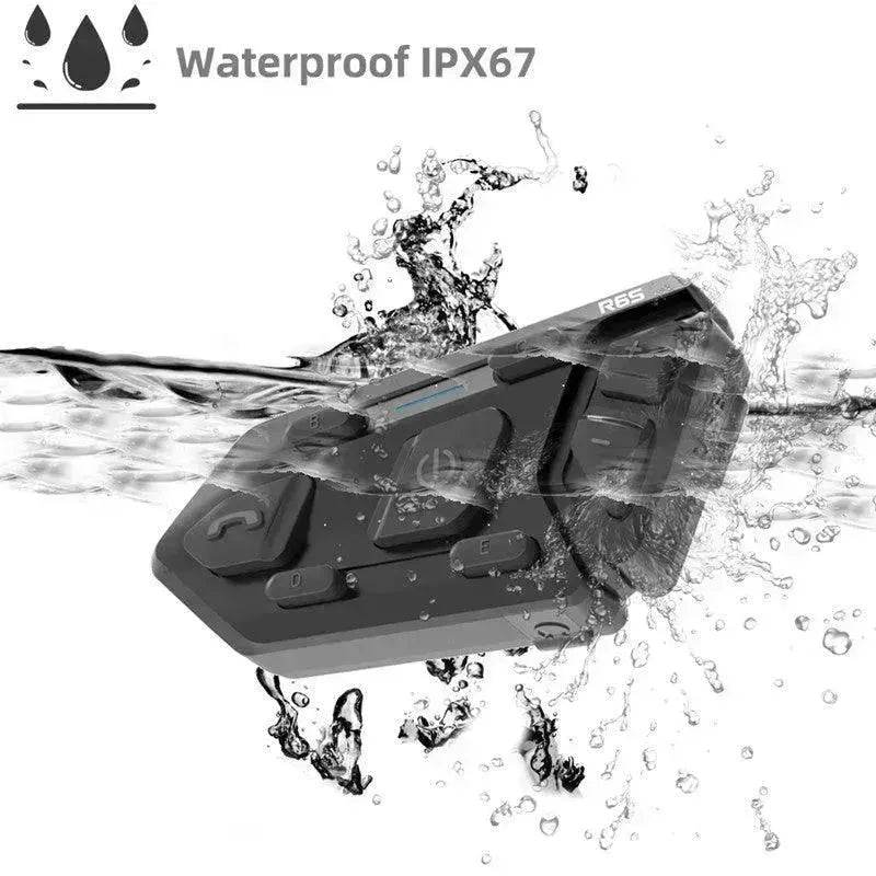 WAYXIN R6s Double Pack Intercom Motorcycle Bluetooth Headsets 1200 m up to 6 Riders with DSP & CVC Noise Reduction Waterproof Hands-Free Function Intercom Communication System - Velora