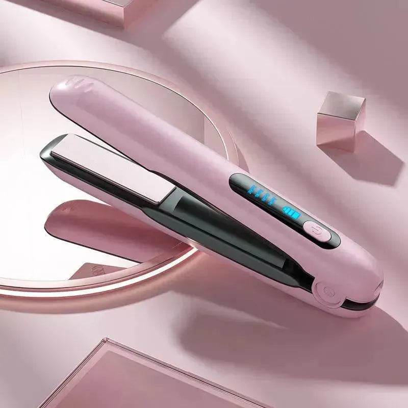 Wireless Hair Straightener Flat Iron Mini 2 IN 1 Roller USB 5000mAh Max 200 Degree Portable Cordless Curler 4 Levels Dry And Wet Uses - Velora