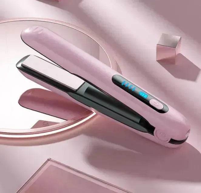 Wireless Hair Straightener Flat Iron Mini 2 IN 1 Roller USB 5000mAh Max 200 Degree Portable Cordless Curler 4 Levels Dry And Wet Uses - Velora