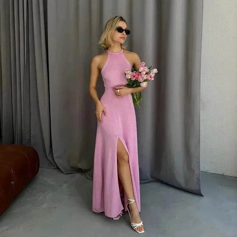 Women Fashion Halter Split Sleeveless Charming Slim Fit Dress - Velora
