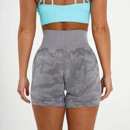 Women's Camo Jacquard Seamless Gym Shorts - Velora