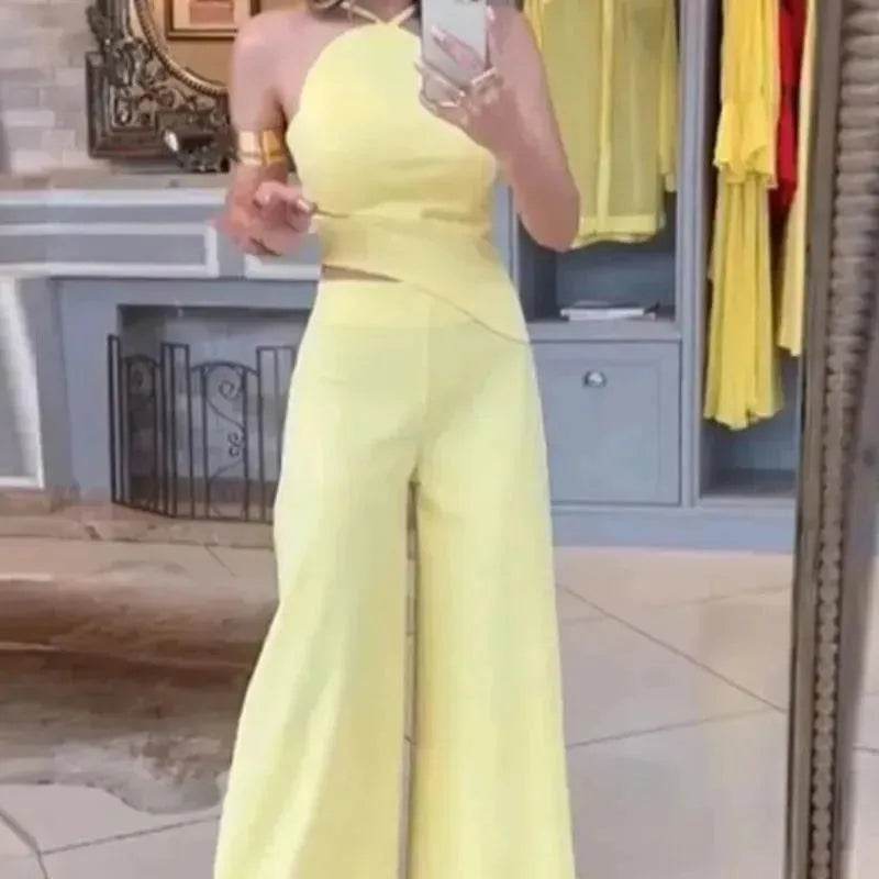 Women's Fashion Solid Color Wide Leg Jumpsuit - Velora