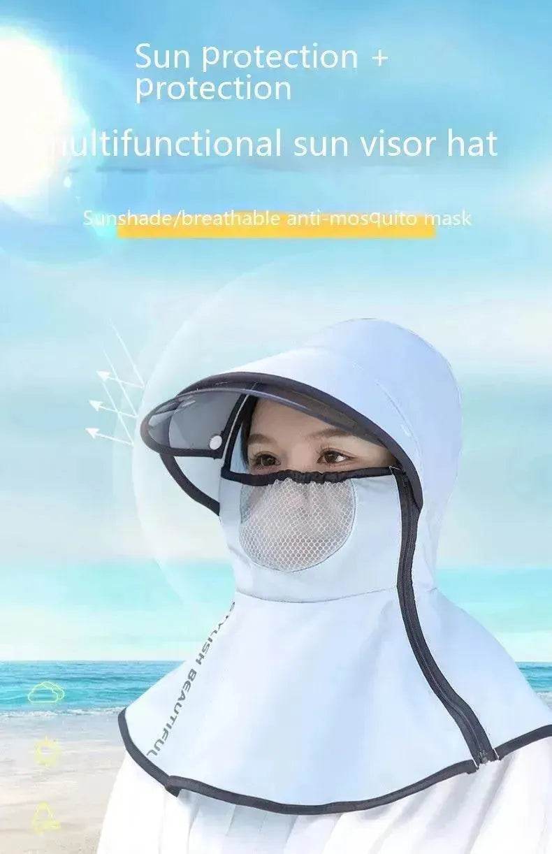 Women's Summer Wide Brim Biking Face-covering Mask Sun Protection Hat - Velora