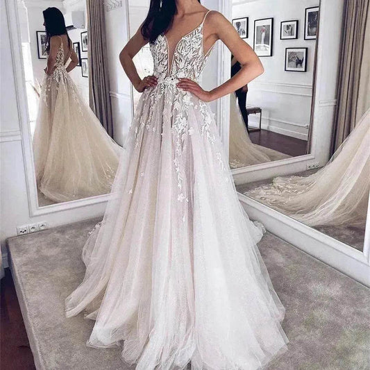 Women's White Evening Gown Wedding Dress - Velora