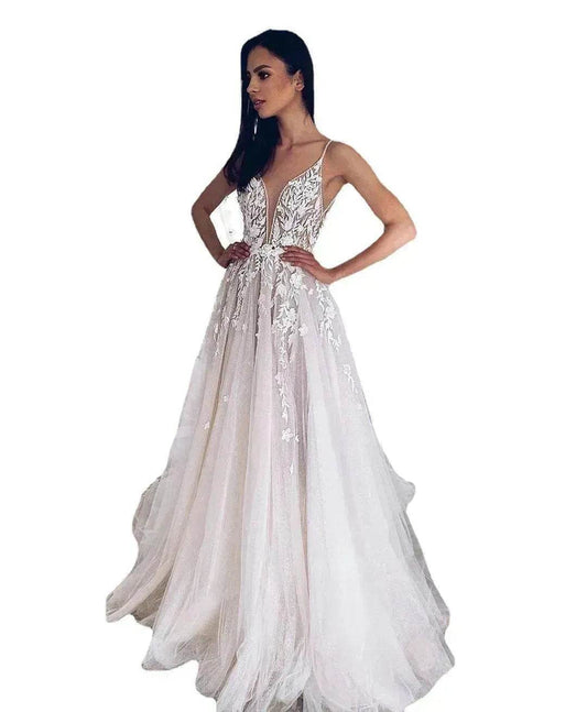Women's White Evening Gown Wedding Dress - Velora