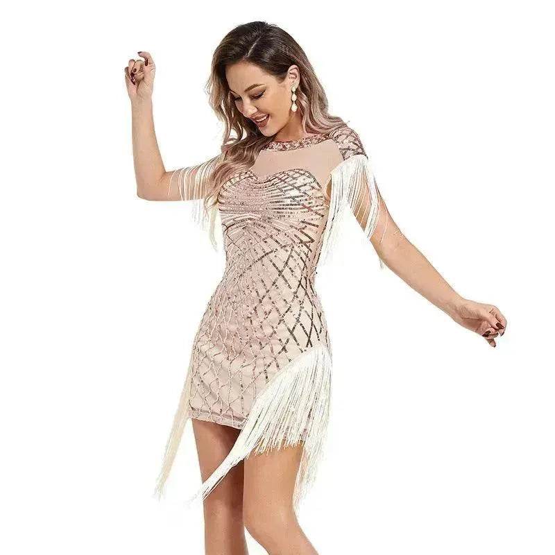 Women Sequined Vintage Party Nightclub Embroidery Mini Dress - Velora