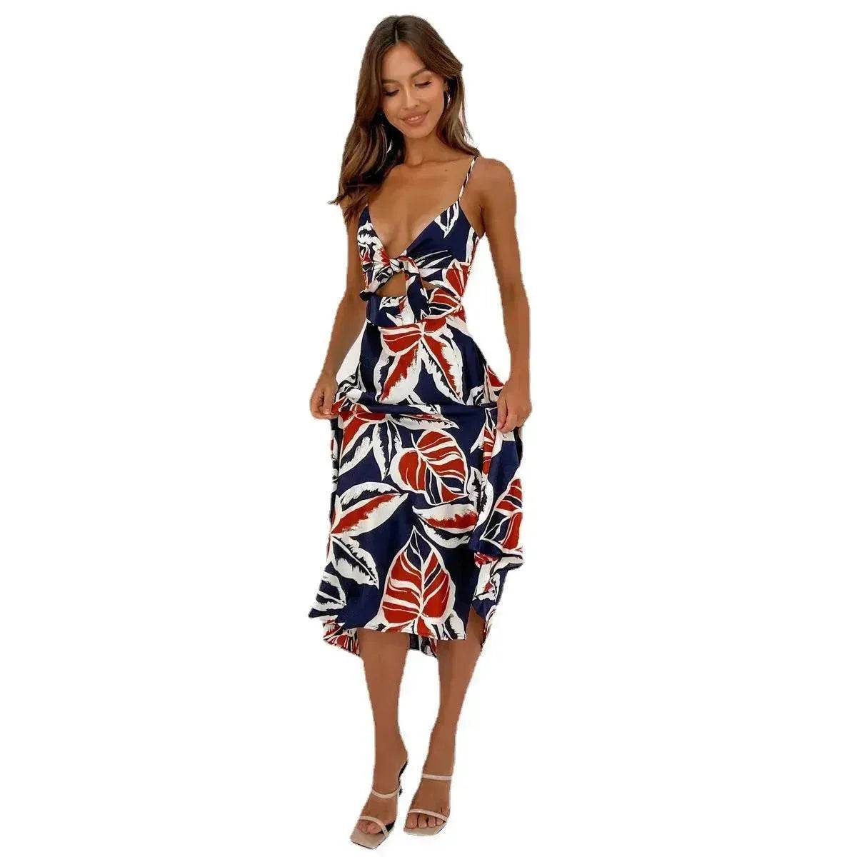 Women Sweet Split Sleeveless Floral Midi Dress - Velora