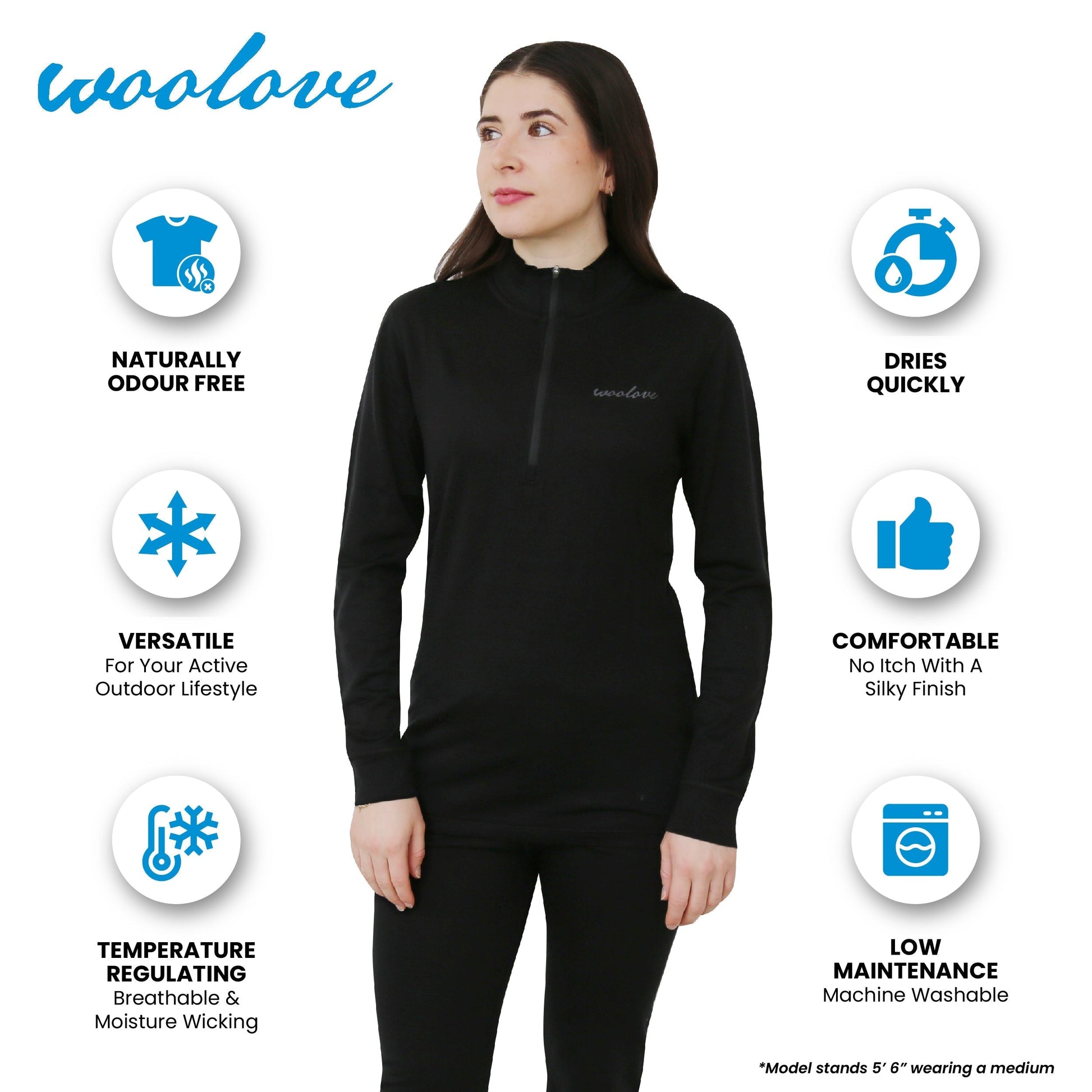Women's 100% Merino Wool 1/4 Zip Pullover 190 GSM - Velora