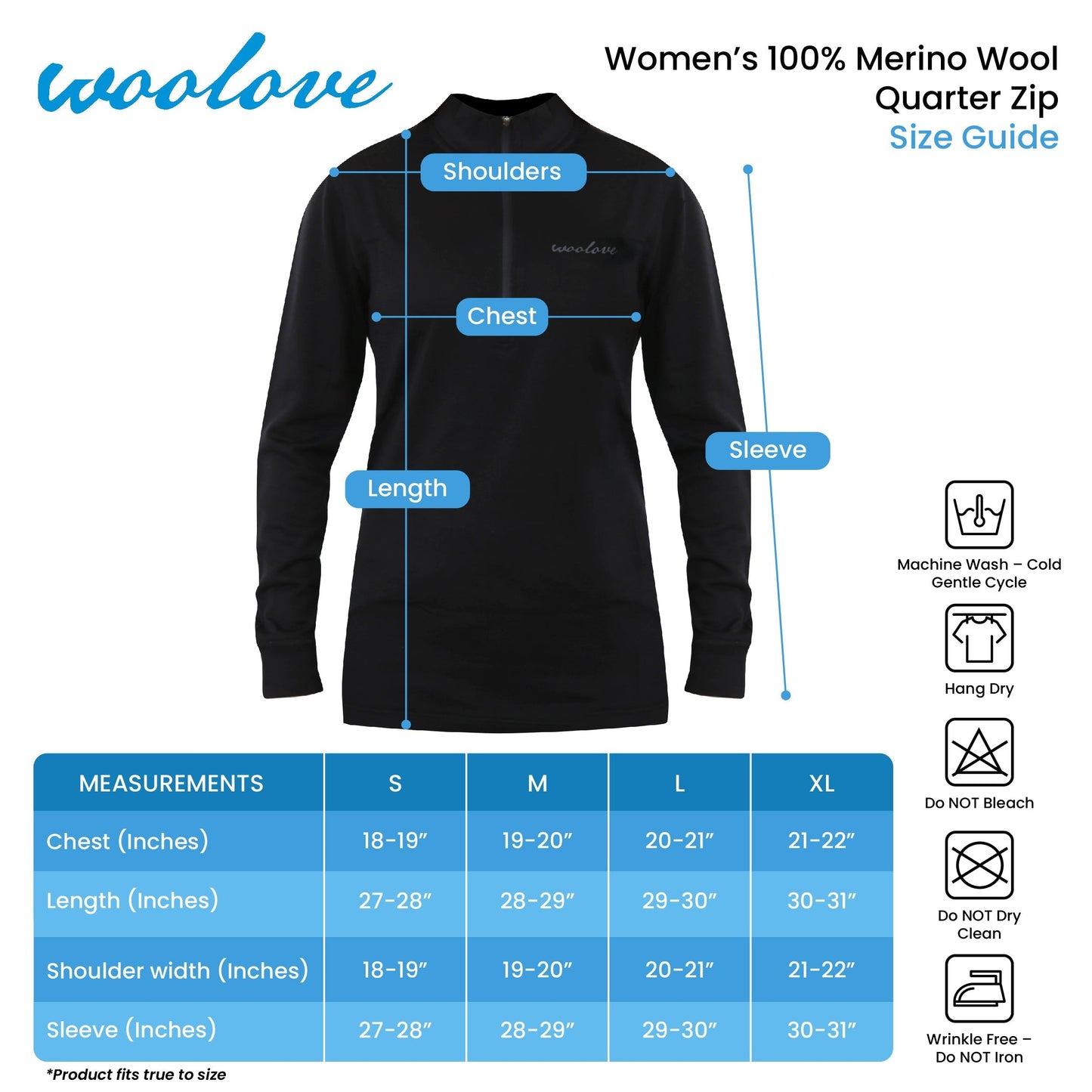 Women's 100% Merino Wool 1/4 Zip Pullover 190 GSM - Velora