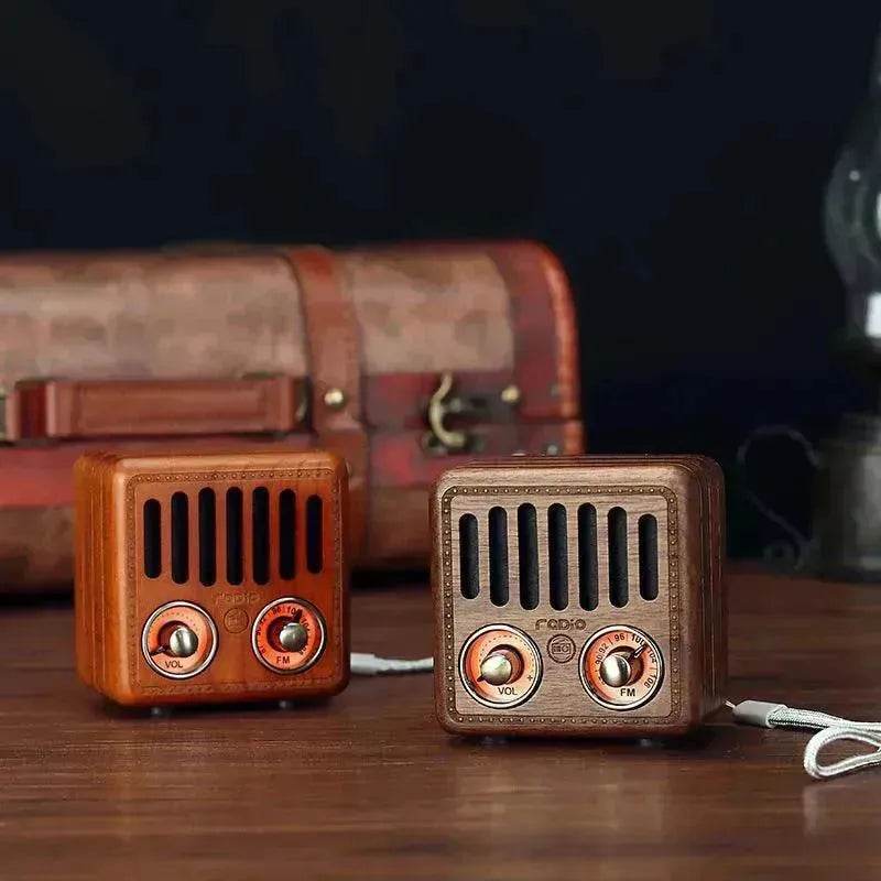 Wooden Bluetooth Speakers Retro Solid Wooden Audio With Radio Card - Velora
