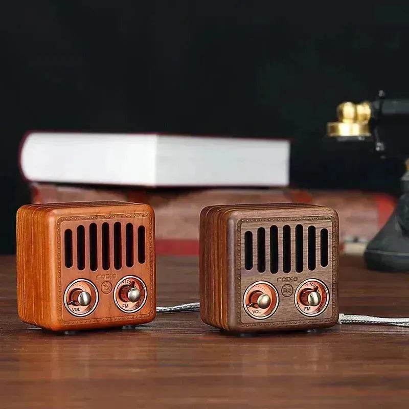 Wooden Bluetooth Speakers Retro Solid Wooden Audio With Radio Card - Velora