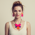 Geometric Statement Jewelry Set in Hot Pink, Purple Orange - Velora Luxury Fashion