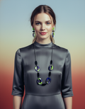 Purple & Neon Green Statement Jewelry Set - Velora Luxury Fashion