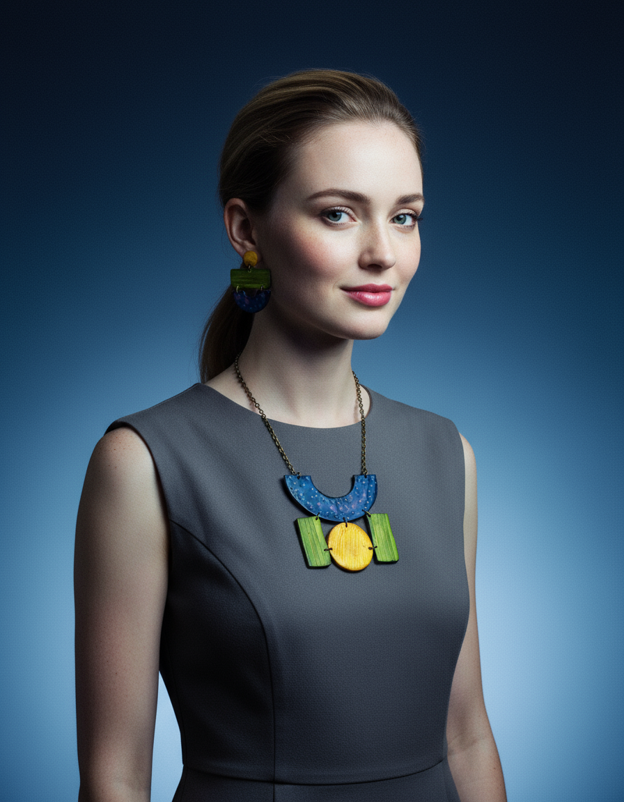 Geometric Jewelry Set with Statement Necklace & Large Earrings - Velora Luxury Fashion