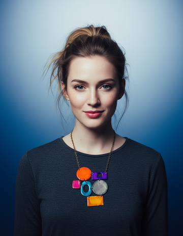 Colorful Statement Necklace with Geometric Style - Velora Luxury Fashion