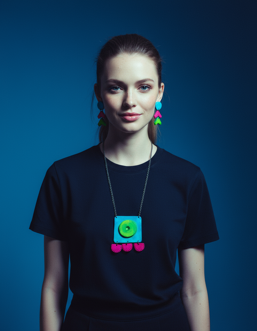 Abstract Neon Statement Jewelry Set Handmade - Velora Luxury Fashion