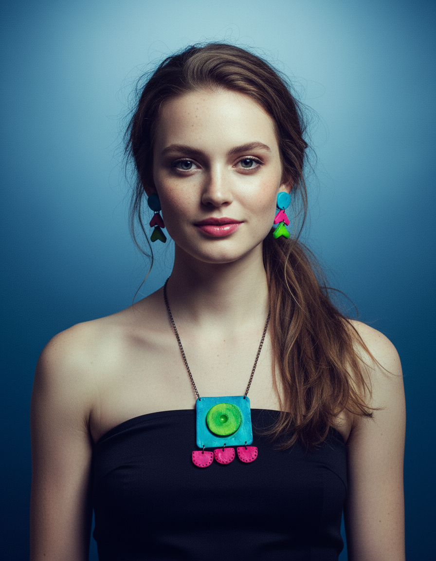 Large Neon Geometric Pendant Handmade - Velora Luxury Fashion