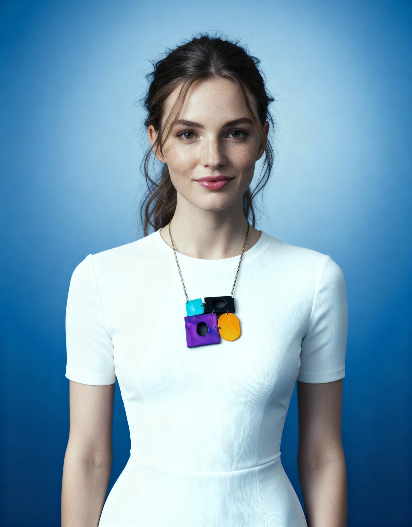 Geometric Pendant Necklace- Colorful Painted Jewelry - Velora Luxury Fashion