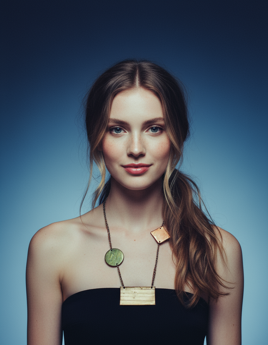Geometric Bib Necklace with Double Layered Bronze & Copper Chain - Velora Luxury Fashion