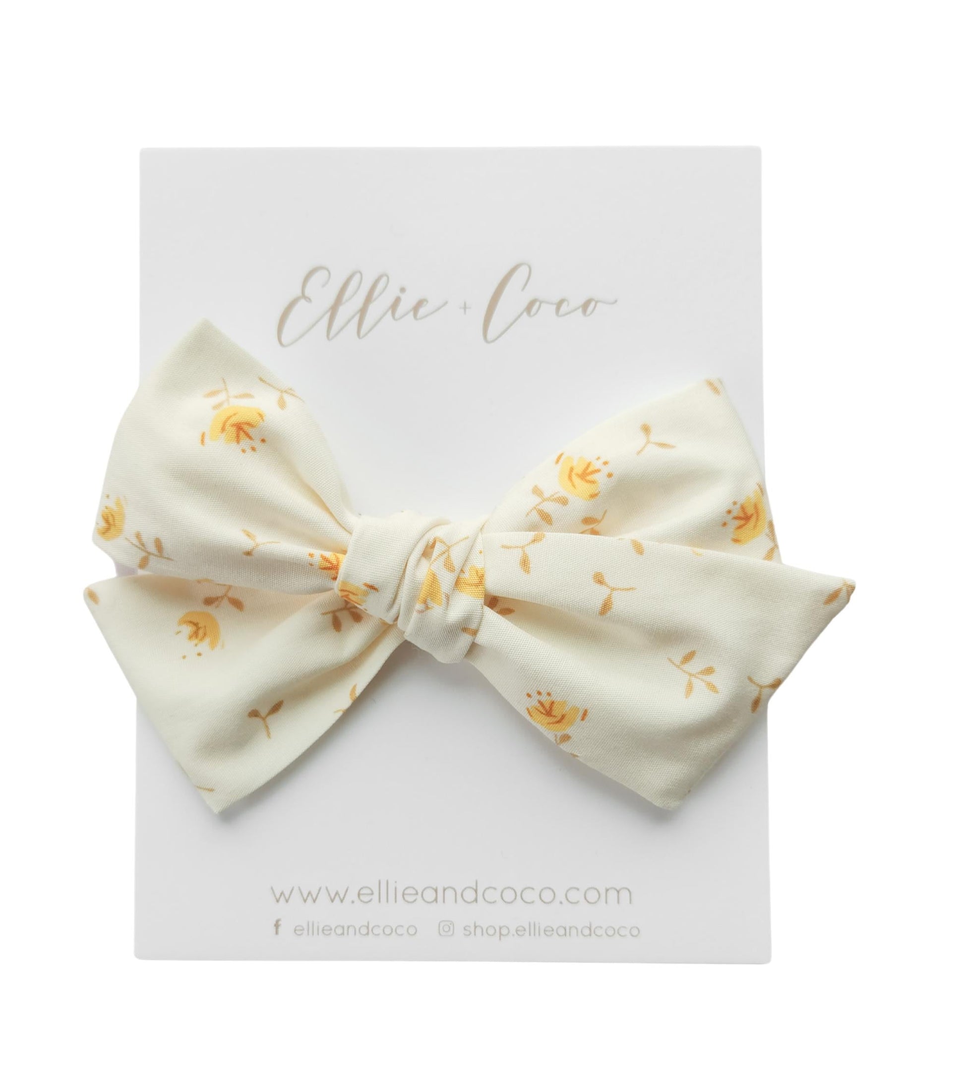 Yellow Flowers on Cream Oversize Bow - Velora